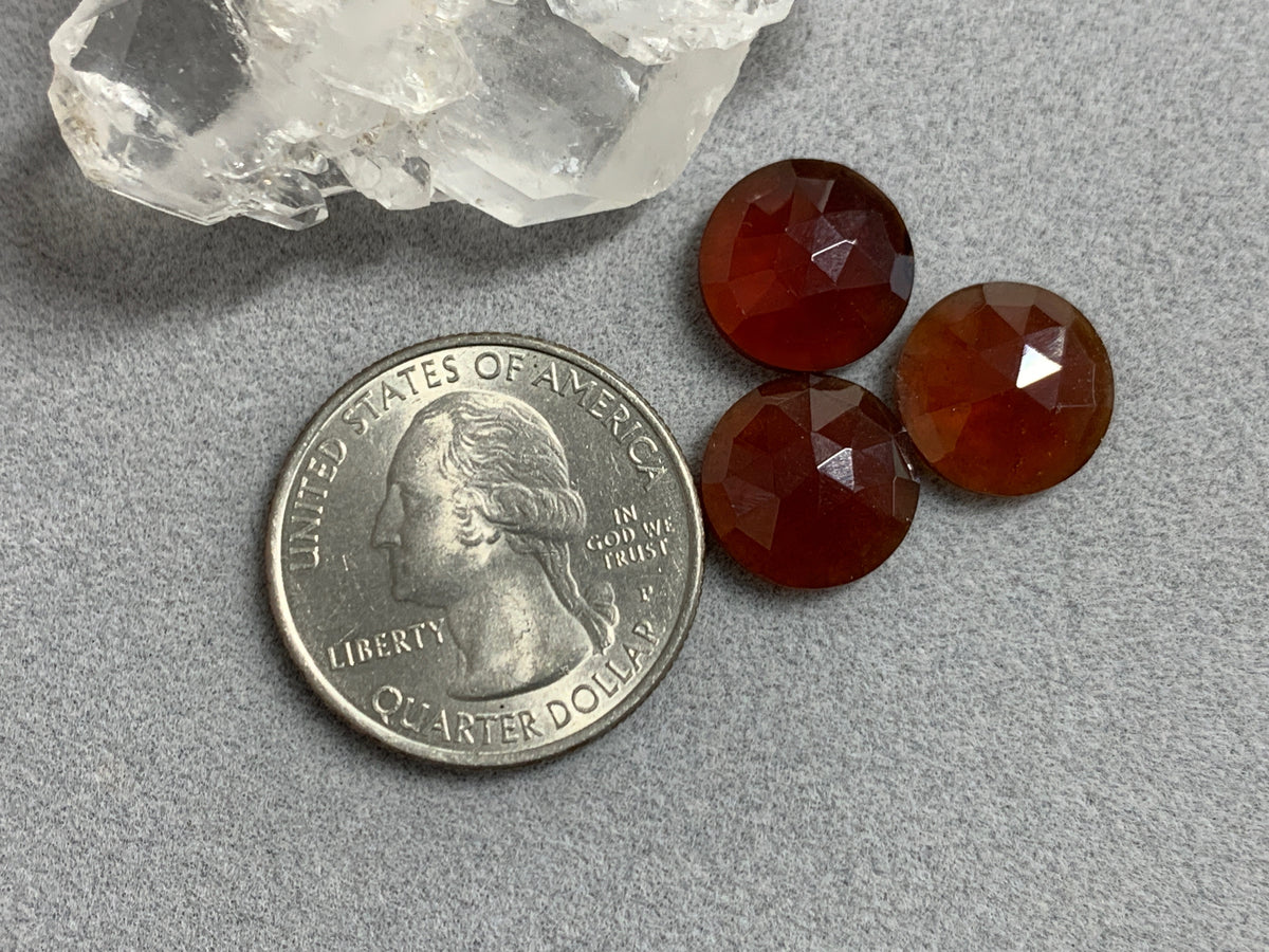 Faceted Hessonite Garnet round 12mm cabochon