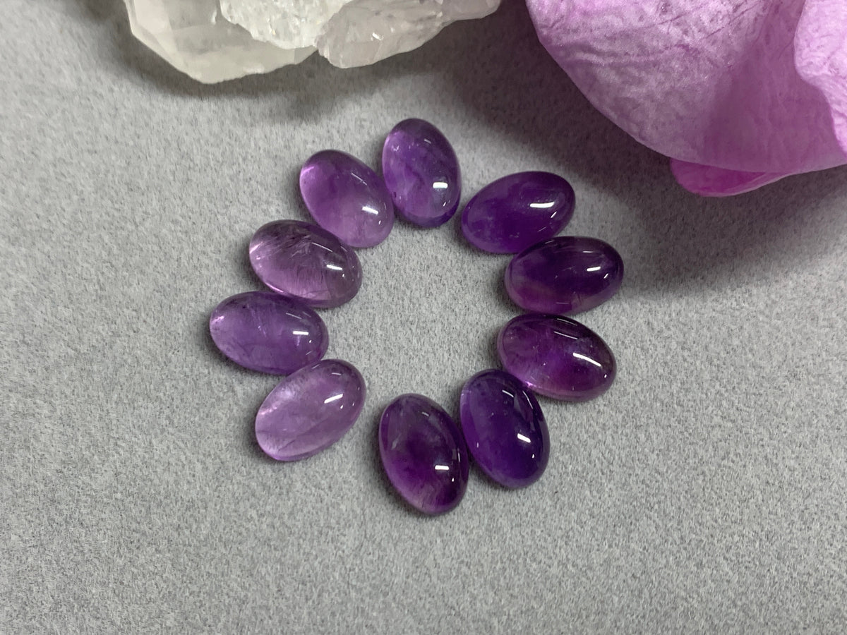 Amethyst oval 8x12mm cabochon - Calibrated cabochons