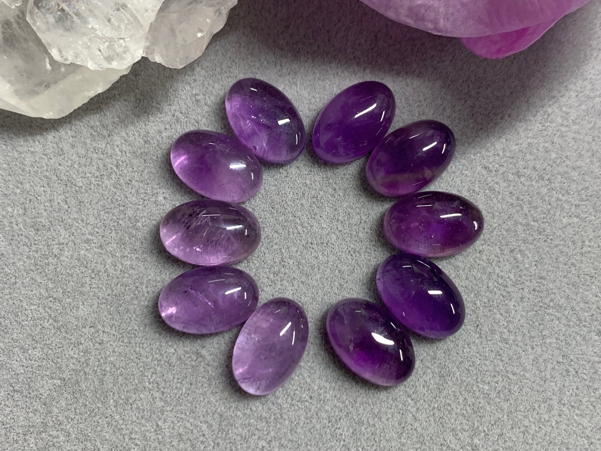 Amethyst oval 8x12mm cabochon - Calibrated cabochons