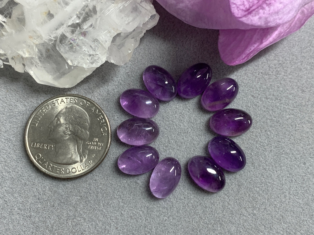 Amethyst oval 8x12mm cabochon - Calibrated cabochons