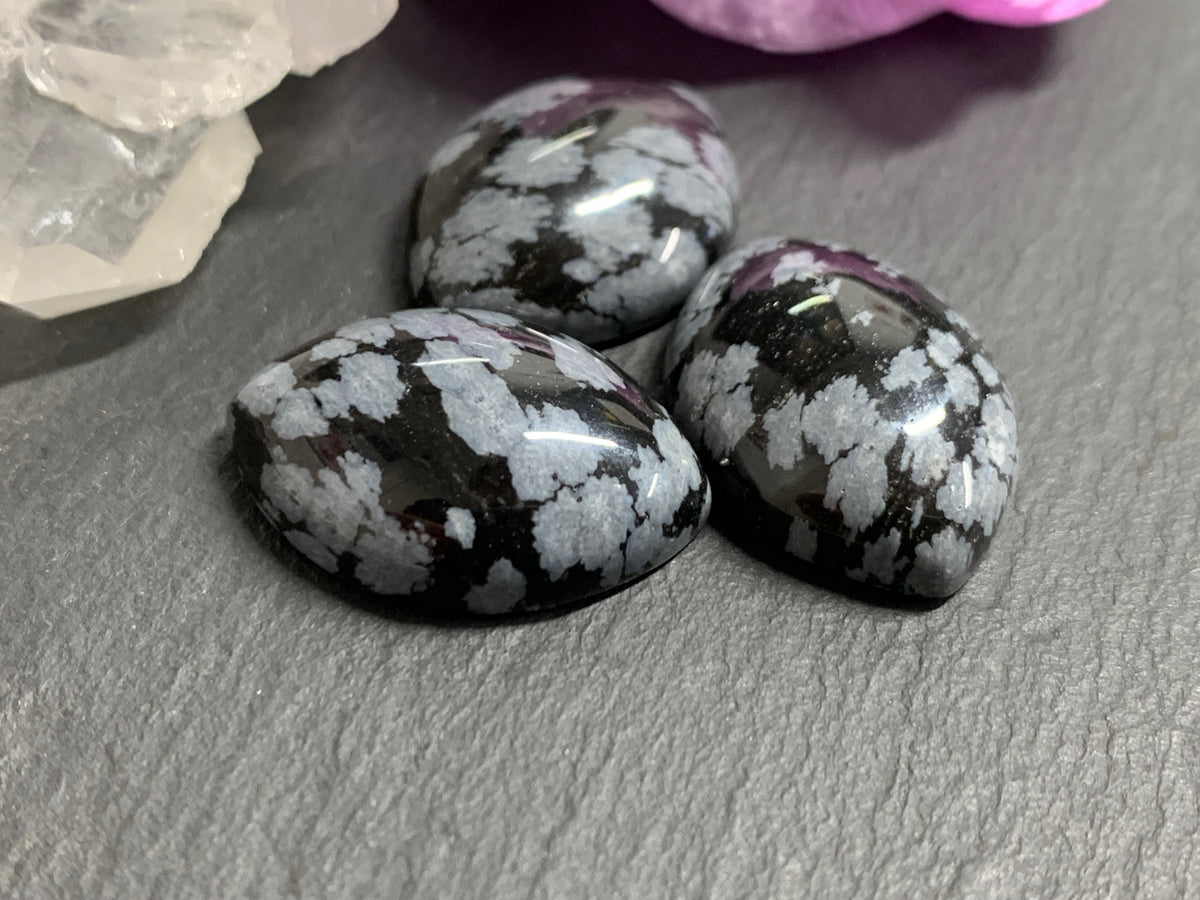 Snowflake Obsidian marquise 18x25mm cabochon - Calibrated cabochons