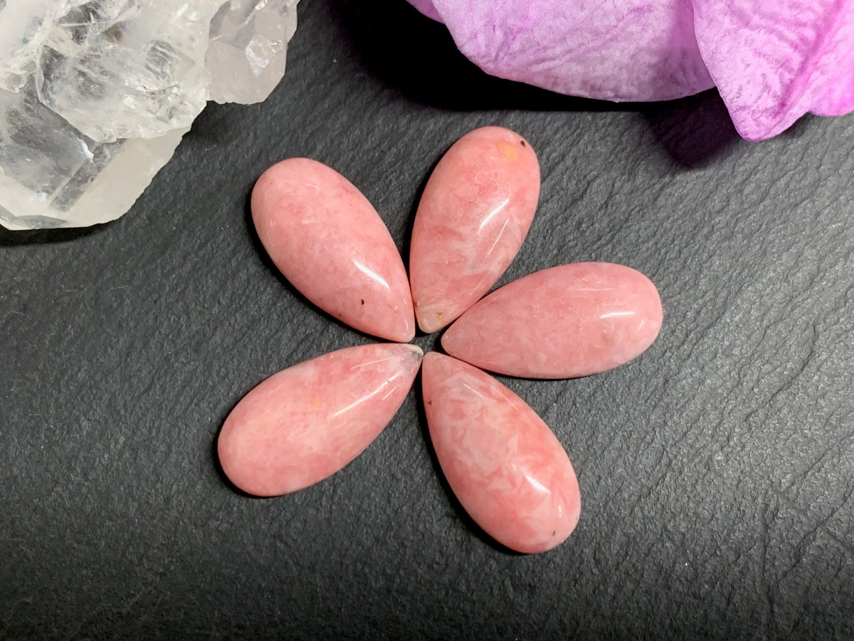 Rhodochrosite pear 10x20mm cabochon -  Calibrated cabochons