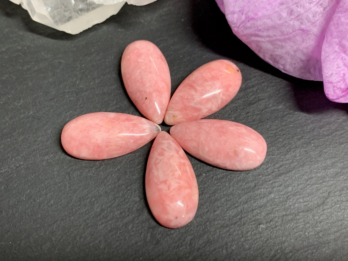 Rhodochrosite pear 10x20mm cabochon -  Calibrated cabochons
