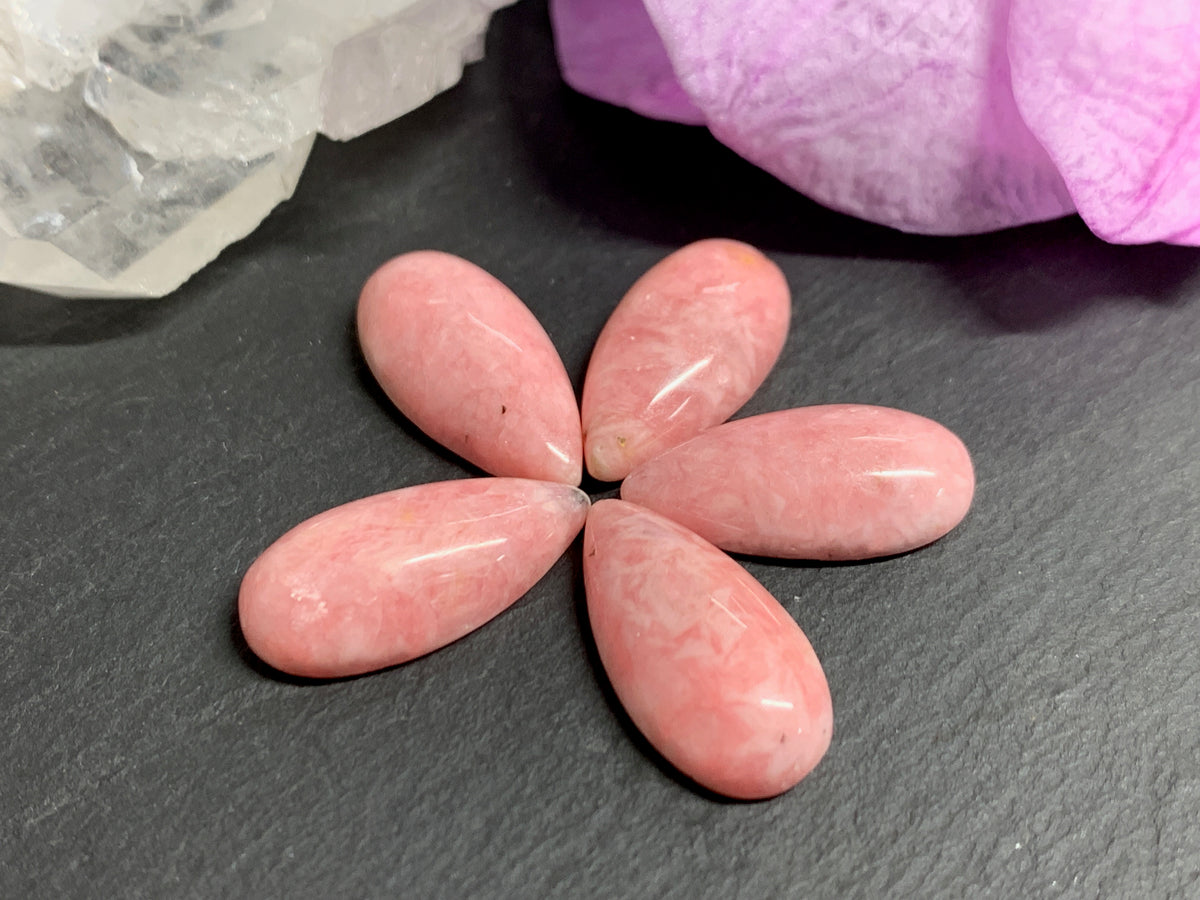 Rhodochrosite pear 10x20mm cabochon -  Calibrated cabochons