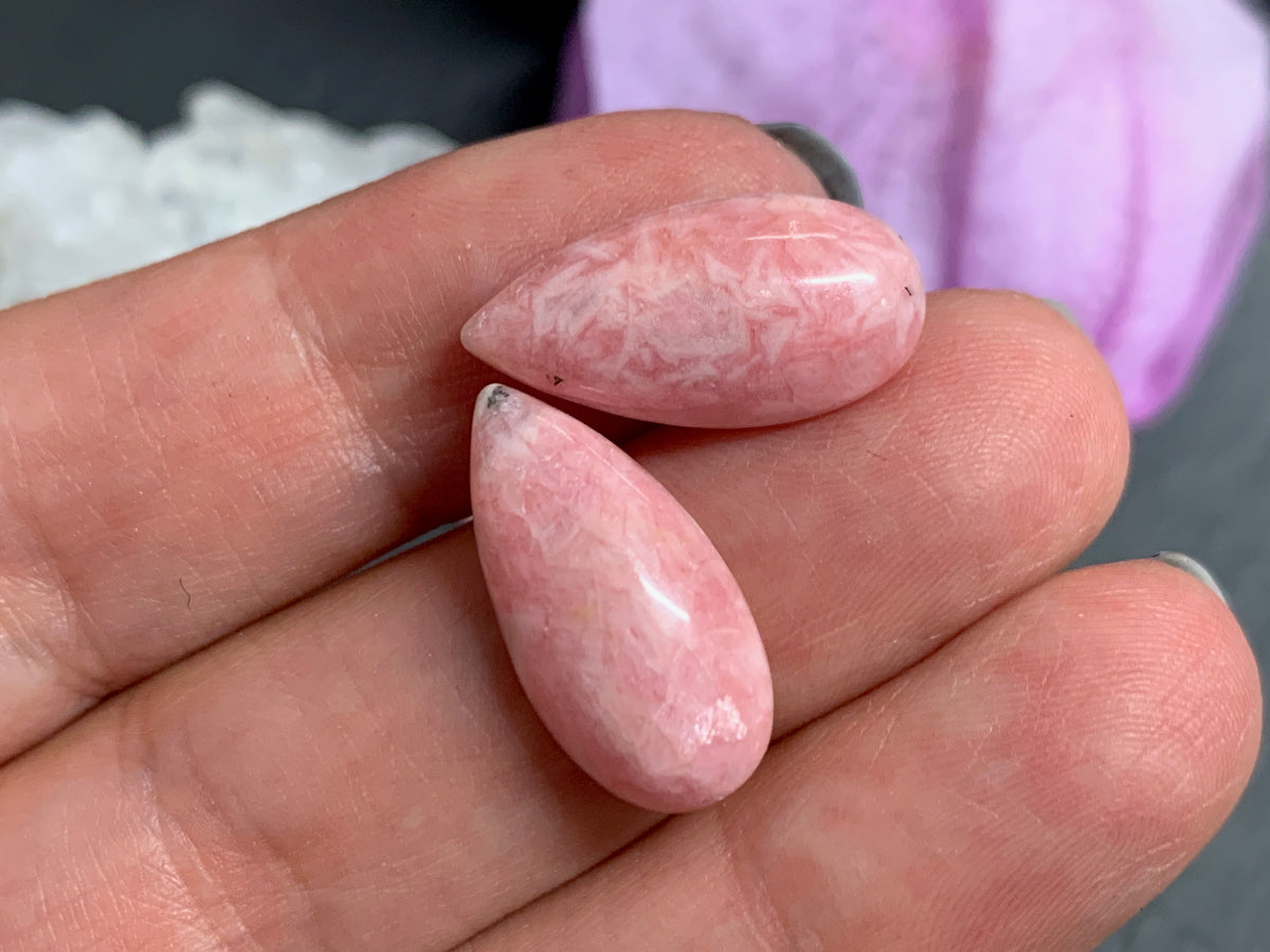 Rhodochrosite pear 10x20mm cabochon -  Calibrated cabochons