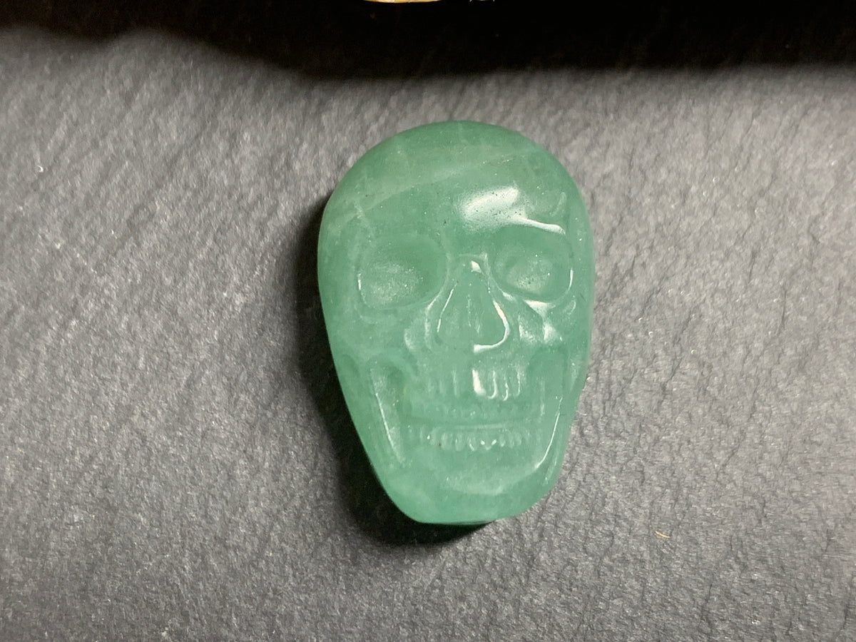 Green Aventurine Skull, Hand Carved Crystal Decor, Polished Gem