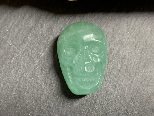 Green Aventurine Skull, Hand Carved Crystal Decor, Polished Gem