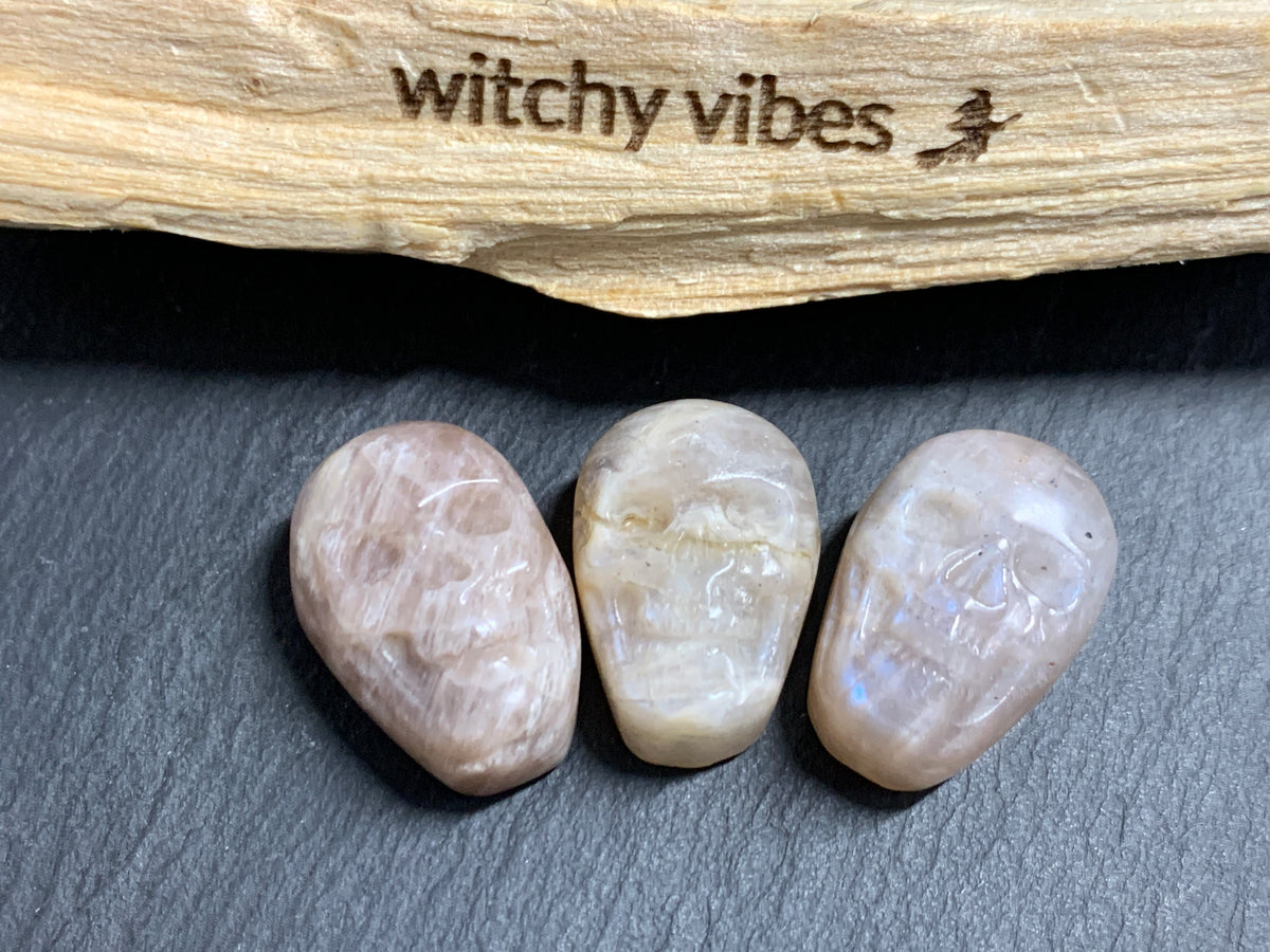 Moonstone Skull Carving 22mm long Crystal Skull