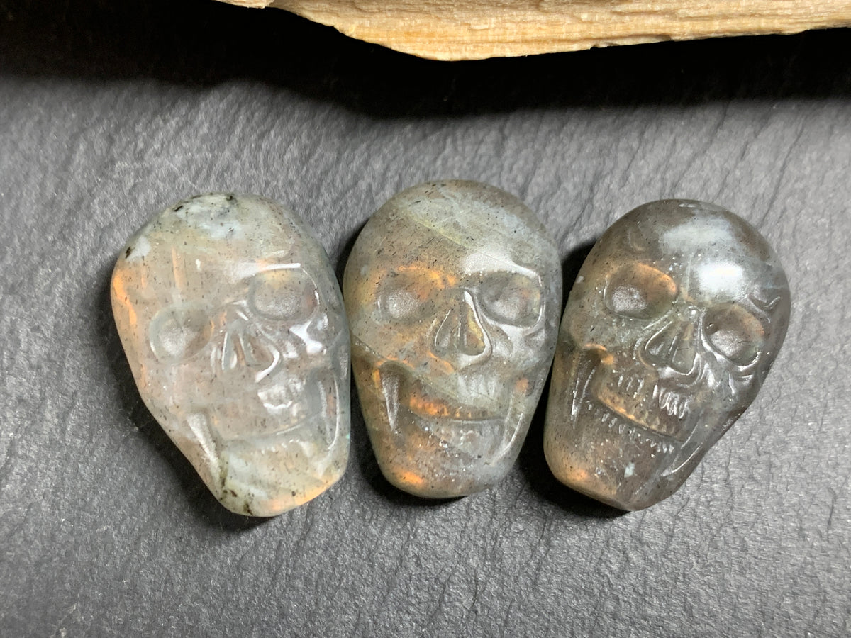 Labradorite Skull Carving 22mm, Crystal Skull, Gothic Crystal Decor
