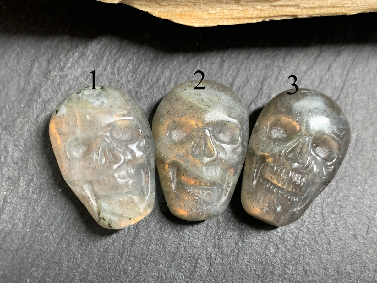 Labradorite Skull Carving 22mm, Crystal Skull, Gothic Crystal Decor
