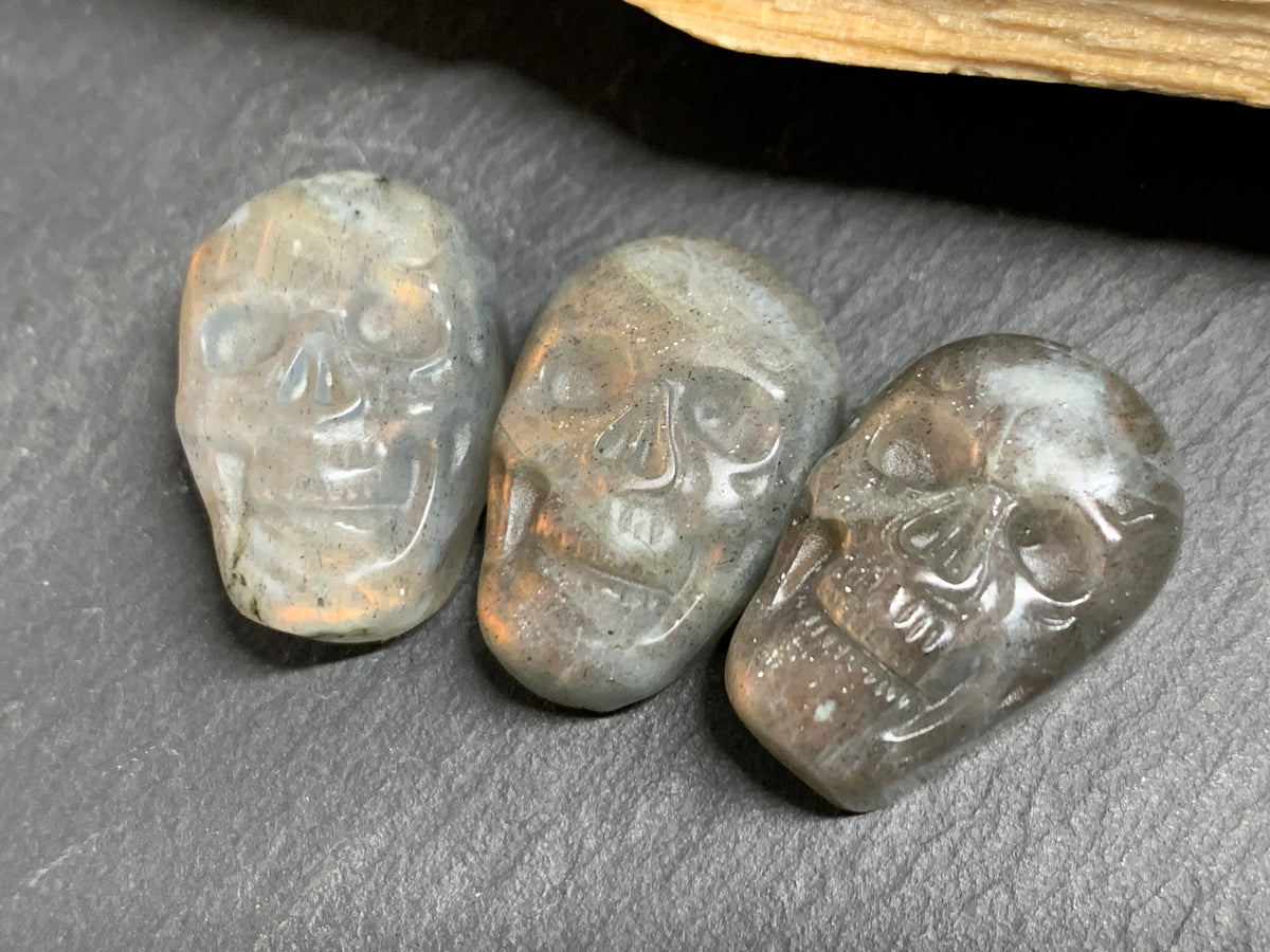 Labradorite Skull Carving 22mm, Crystal Skull, Gothic Crystal Decor