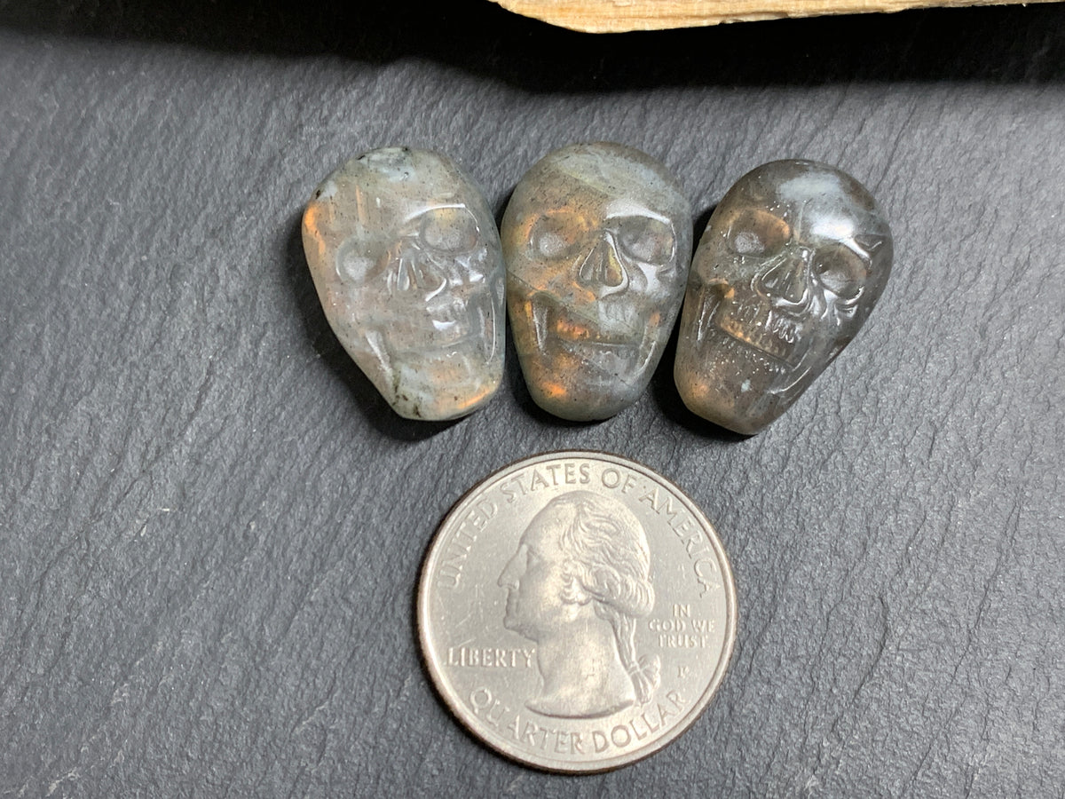 Labradorite Skull Carving 22mm, Crystal Skull, Gothic Crystal Decor