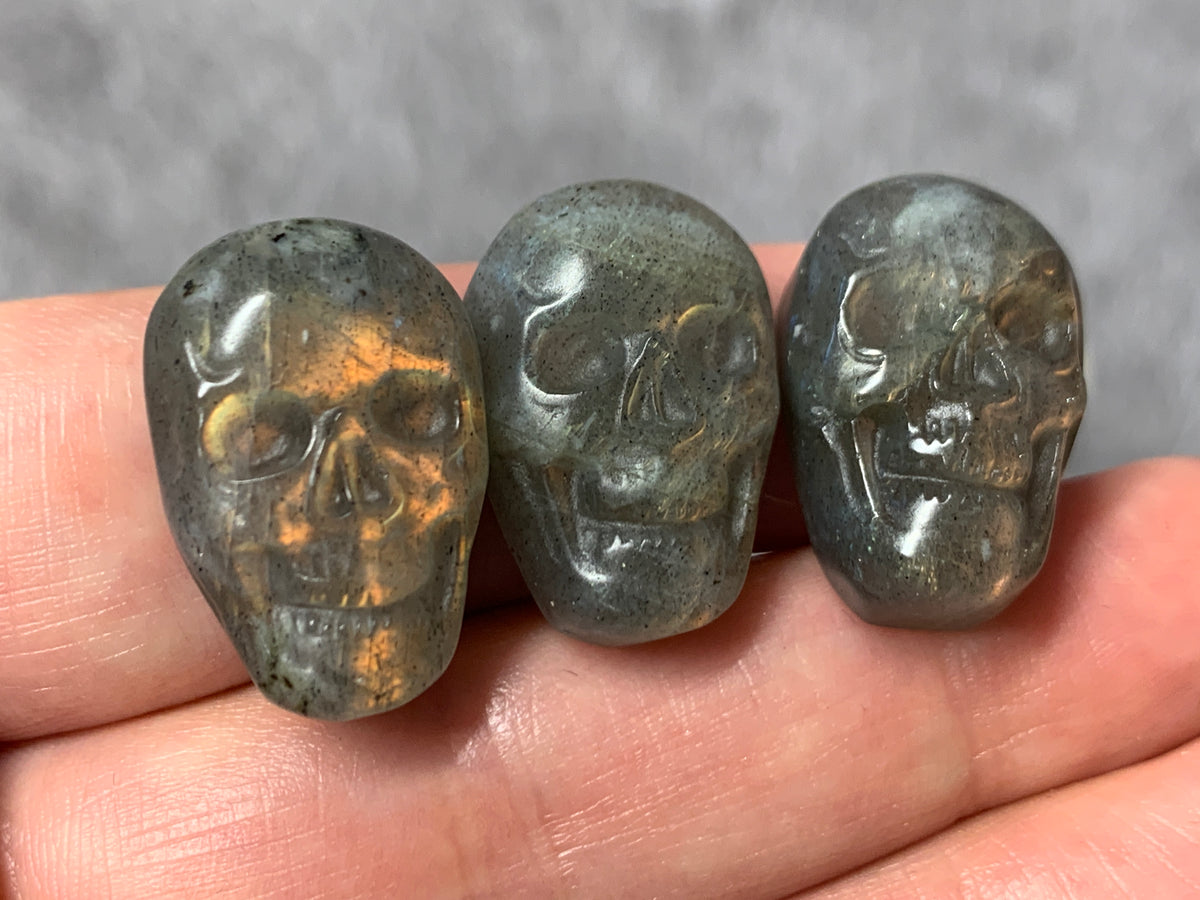 Labradorite Skull Carving 22mm, Crystal Skull, Gothic Crystal Decor