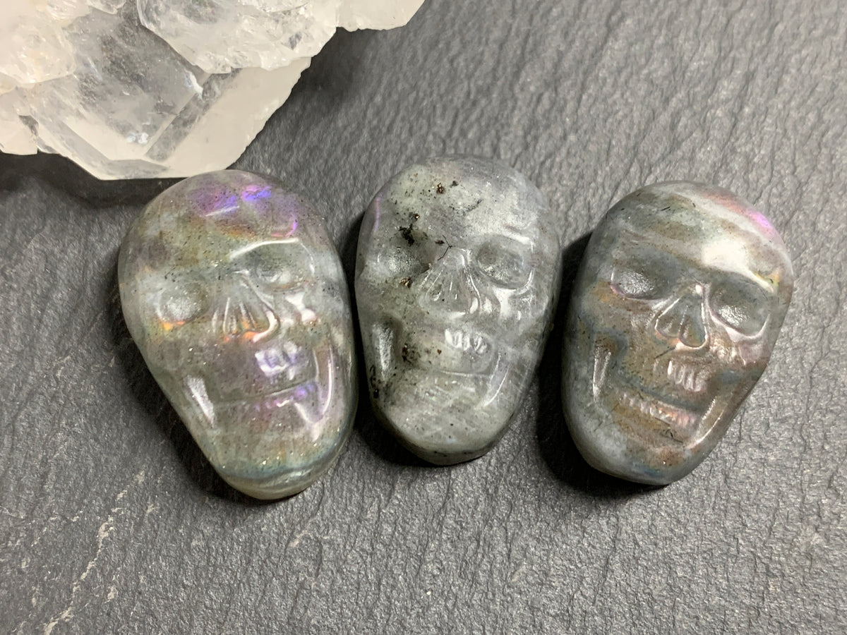 Labradorite Skull Carving 22mm long -  Crystal Skull, Witchy Jewelry