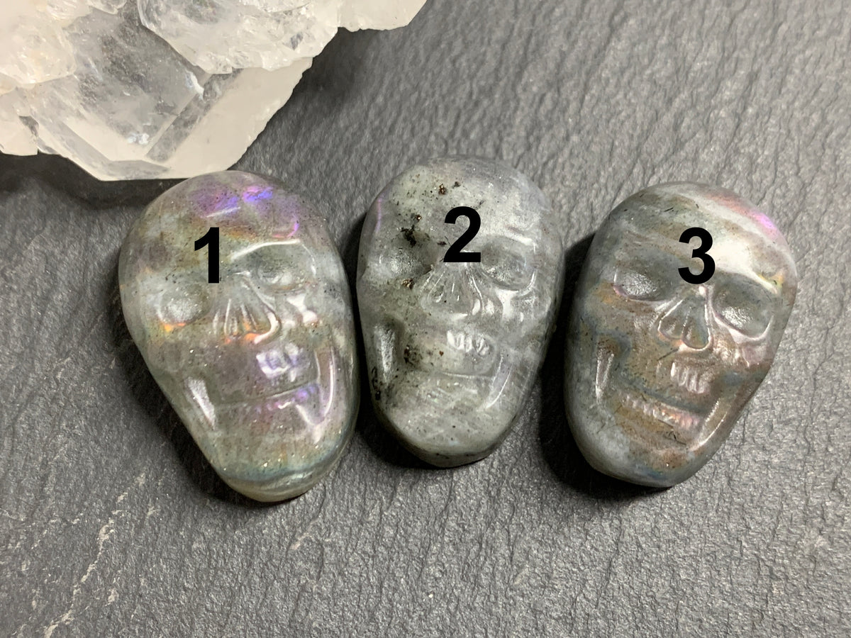 Labradorite Skull Carving 22mm long -  Crystal Skull, Witchy Jewelry