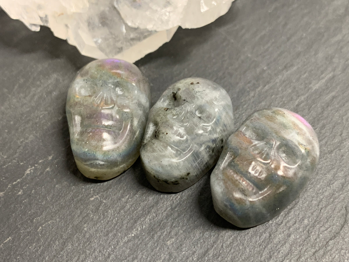 Labradorite Skull Carving 22mm long -  Crystal Skull, Witchy Jewelry