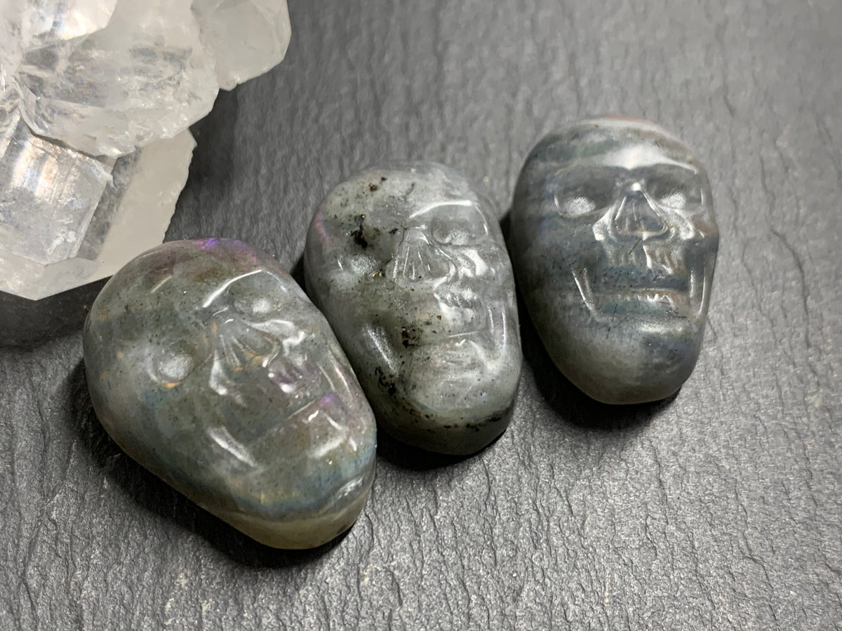 Labradorite Skull Carving 22mm long -  Crystal Skull, Witchy Jewelry