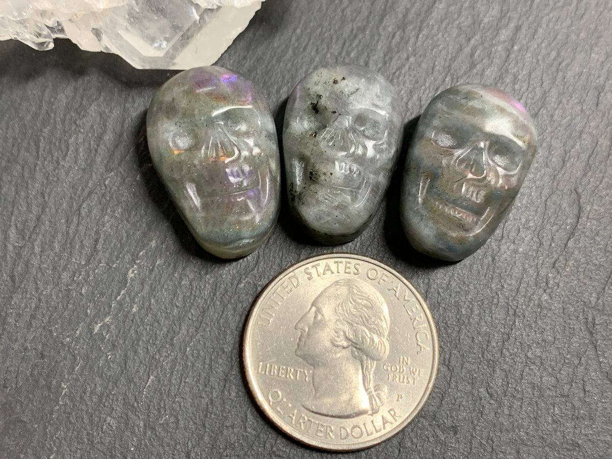 Labradorite Skull Carving 22mm long -  Crystal Skull, Witchy Jewelry