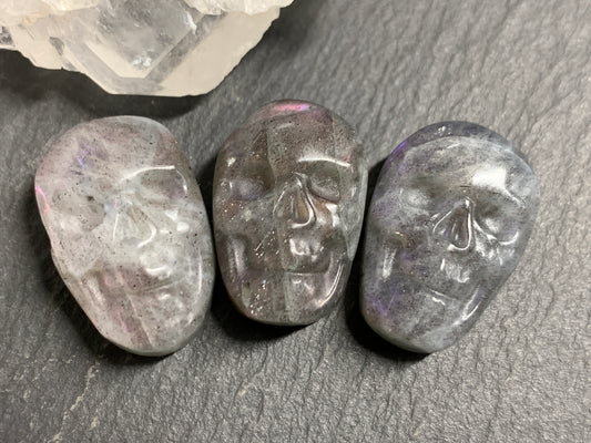 Labradorite Skull Carving 22mm long Blue - Green Flash Crystal Skull, Witchy Jewelry