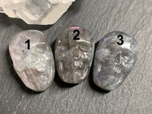 Labradorite Skull Carving 22mm long Blue - Green Flash Crystal Skull, Witchy Jewelry