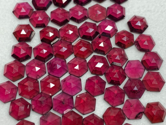 Faceted Rhodolite Garnet hexagon 6mm & 10mm cabochon