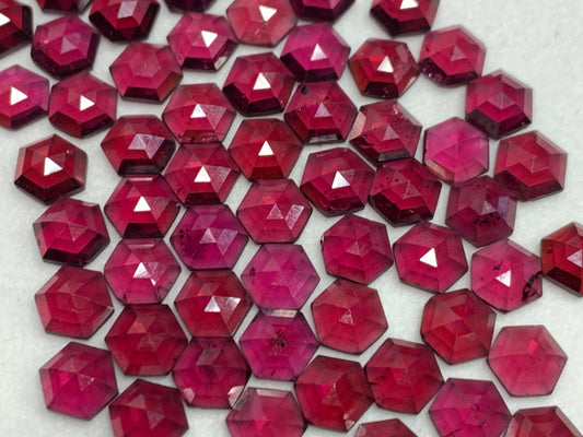 Faceted Rhodolite Garnet hexagon 6mm & 10mm cabochon