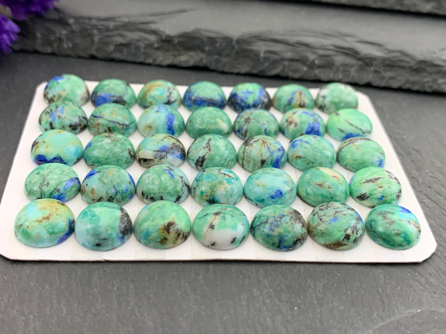 Azurite round 10mm cabochon - Calibrated Azurite