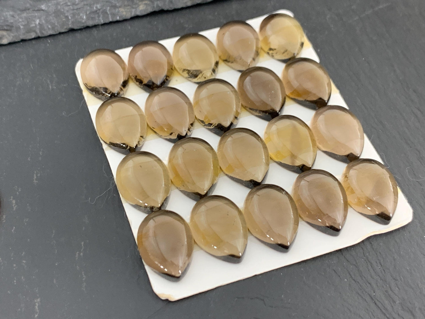 Smokey quartz pear 13x18mm cabochon - Calibrated cabochons
