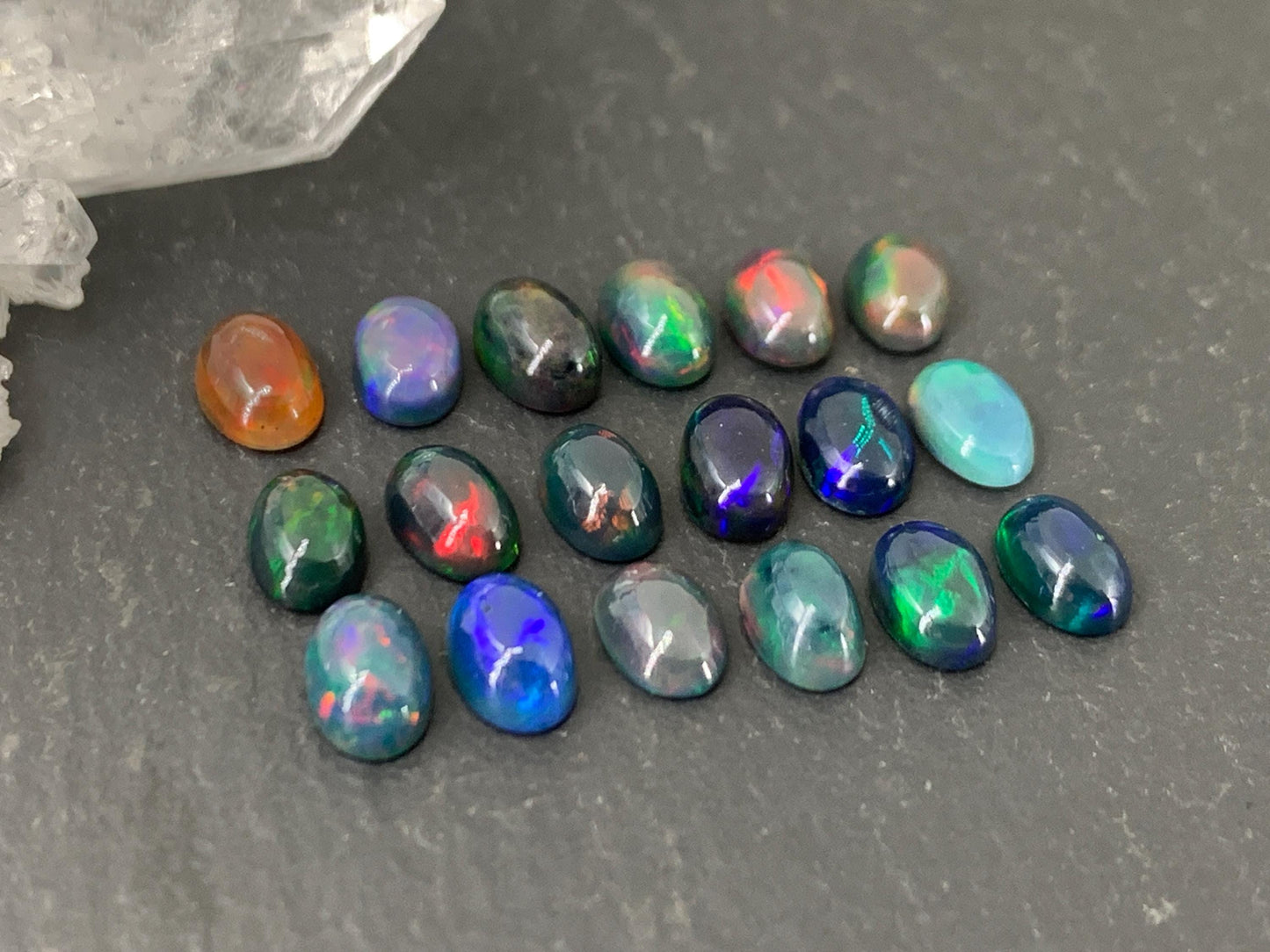 Black Ethiopian Opal oval 4x6mm cabochon