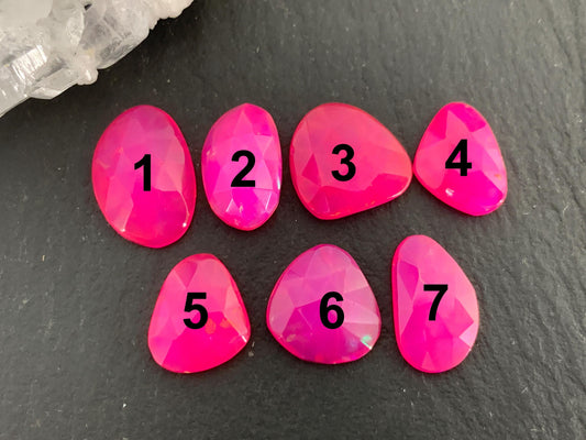 Faceted Ethiopian Pink Opal 10-13mm long cabochon