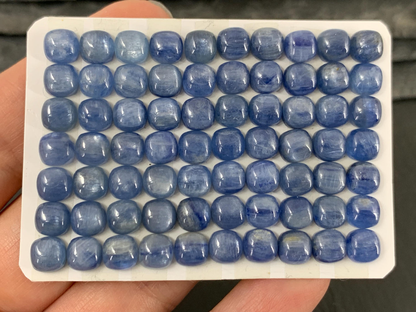 Kyanite square cushion 6mm cabochon - Calibrated cabochons