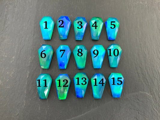Faceted Aurora Opal coffin 10x16mm cabochon - Doublet cabochons