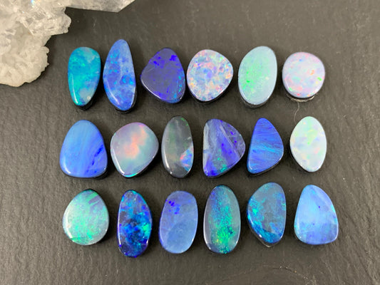 Australian Opal doublet 9-11mm long cabochon