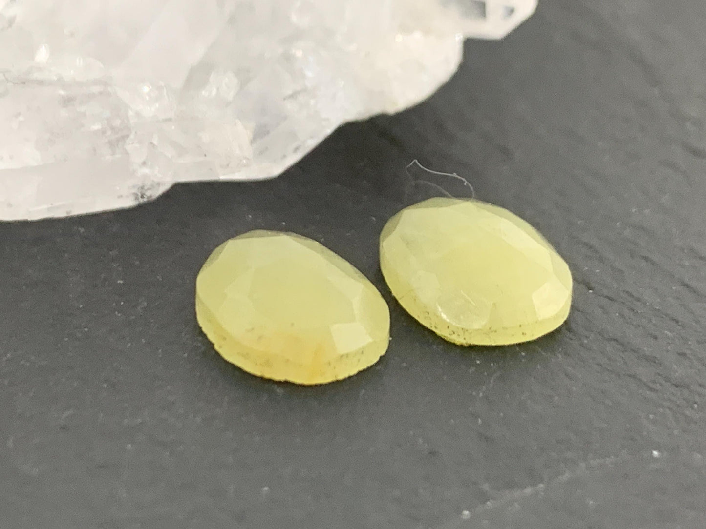 Faceted Yellow Sapphire pair 8x11x3.5mm cabochon