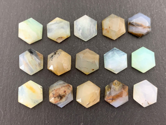 Faceted Peruvian Opal Hexagon 10mm cabochon