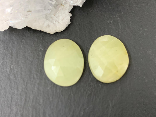 Faceted Yellow Sapphire pair 11x14x4mm cabochon