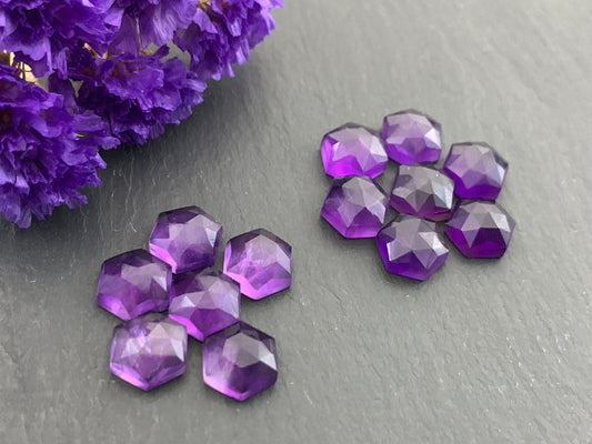 Faceted Amethyst Hexagon 8mm Cabochon