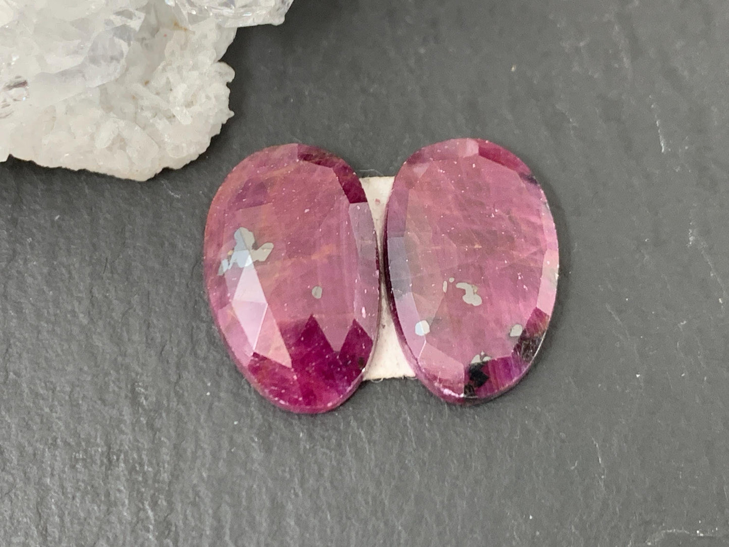 Faceted Ruby pair 10x15x3mm cabochon