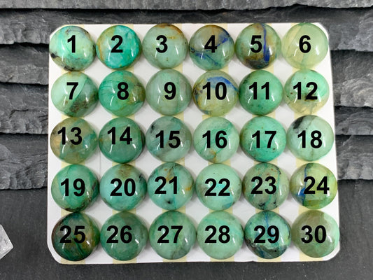 Chrysocolla Quartz round 12mm cabochon - Calibrated cabochons
