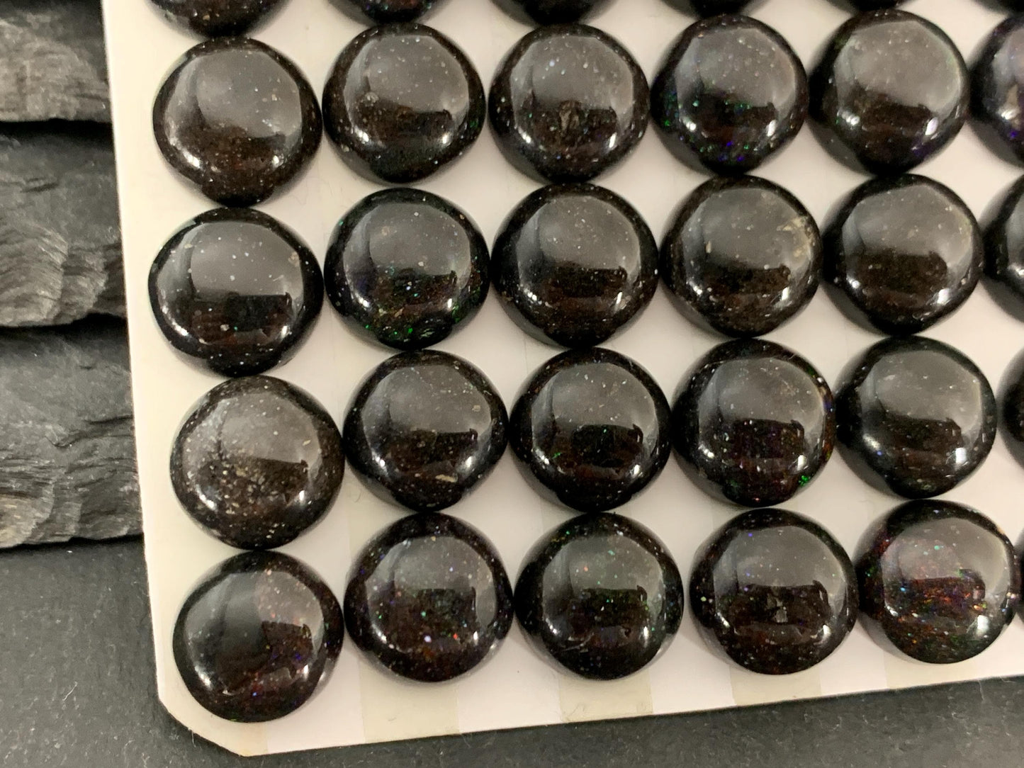 Andamooka Black Opal Cabochon: Round 12mm Matrix Opal