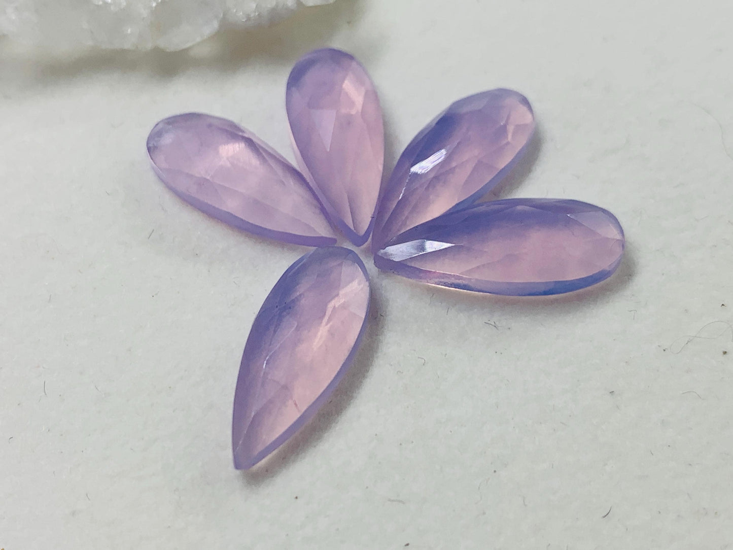 Faceted Lavender Quartz pear 8x20mm cabochon - Lab created