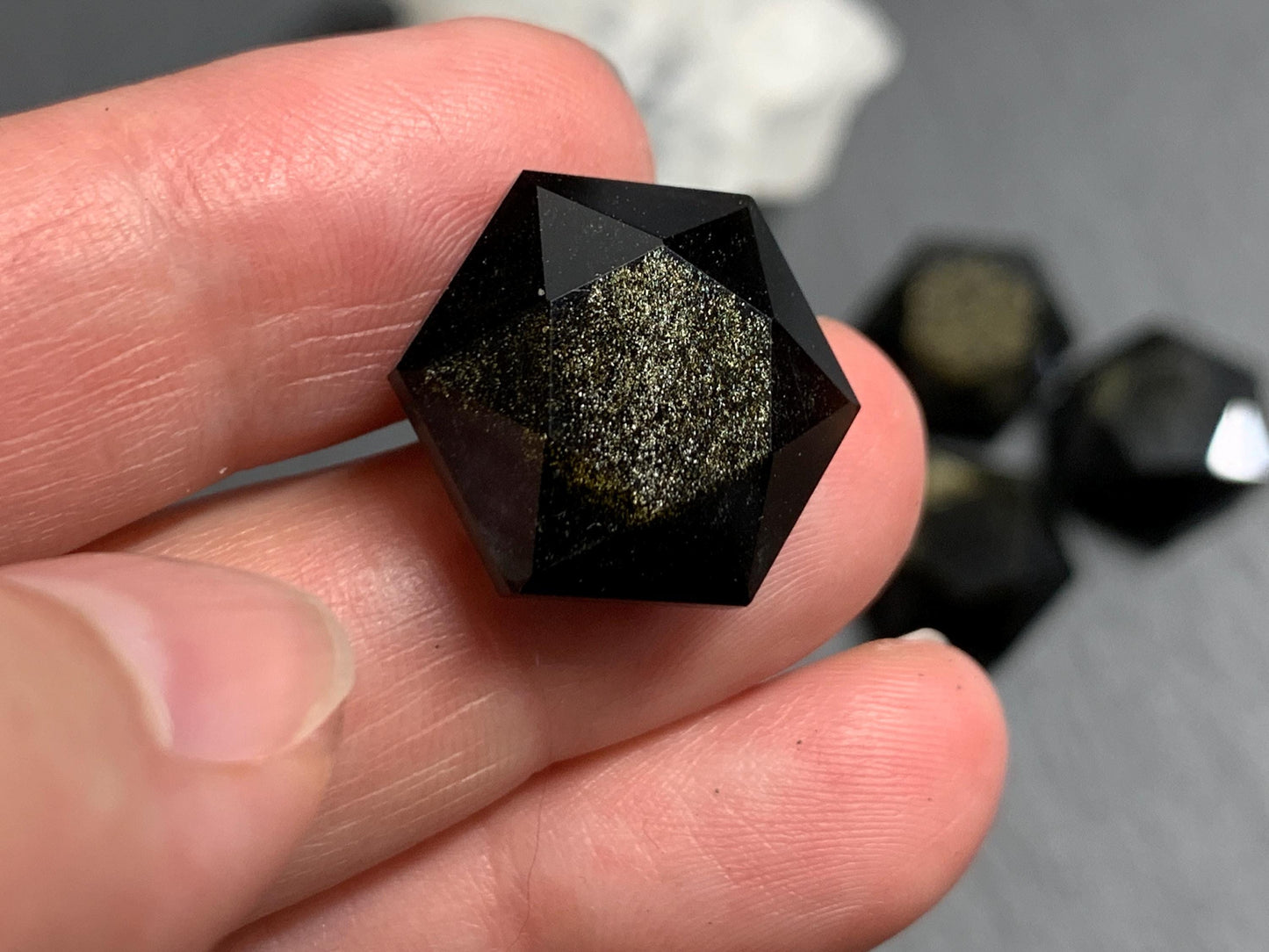 Gold Obsidian 18x21mm faceted from both sides - not a cabochon