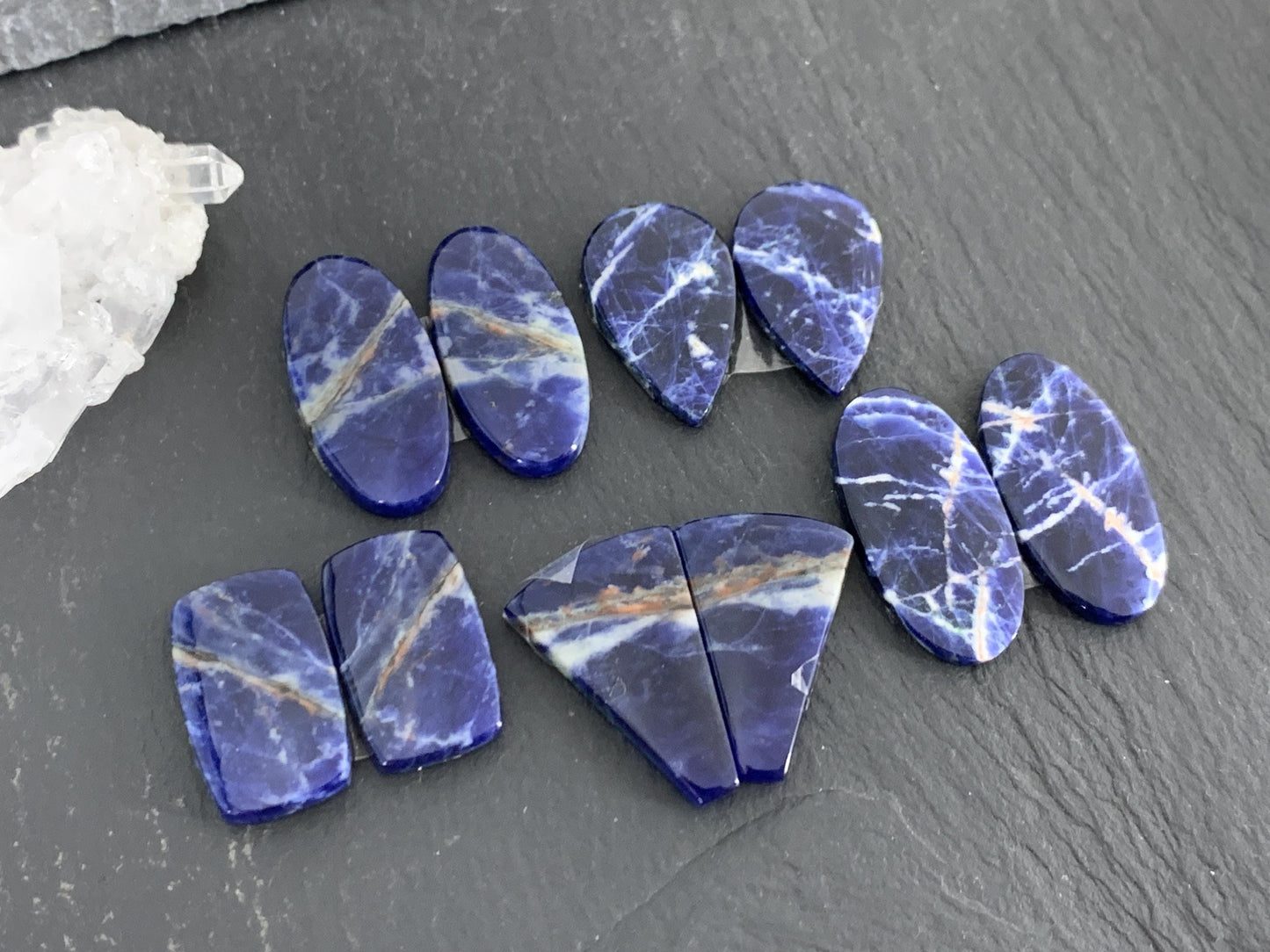 Natural Sodalite pair 18-24mm long cabochon - Select your pair of cabochons