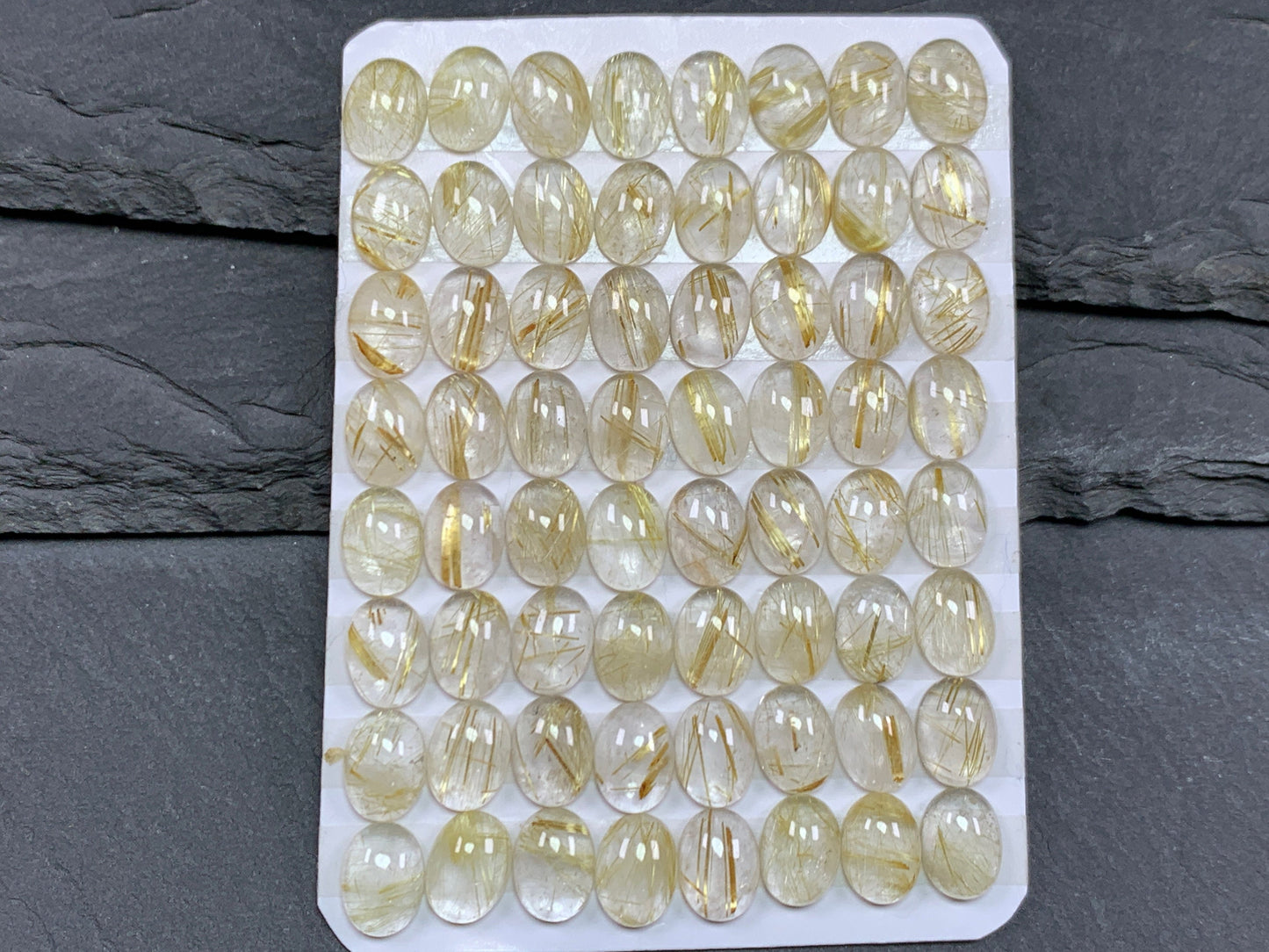 Gold Rutilated Quartz oval 6x8mm cabochon - Calibrated cabochons