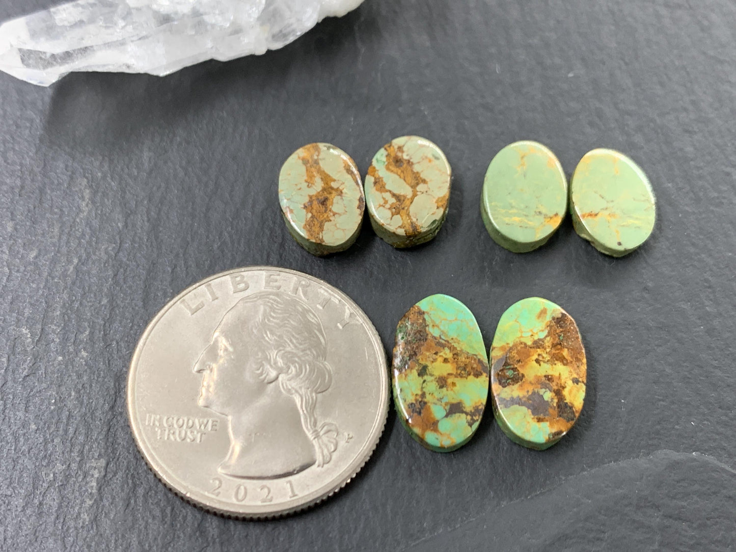 Tibetan Turquoise Pair 11-14mm long Cabochon - Hand Cut Cabochon
