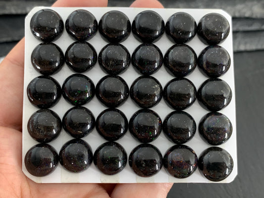 Andamooka Black Opal Cabochon: Round 12mm Matrix Opal