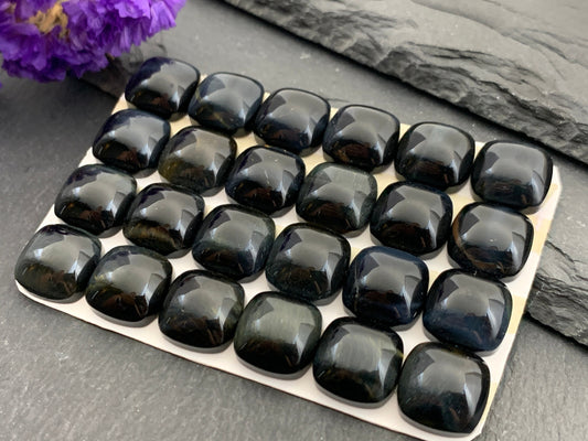 Blue Tiger Eye square 12mm cabochon - Calibrated cabochos