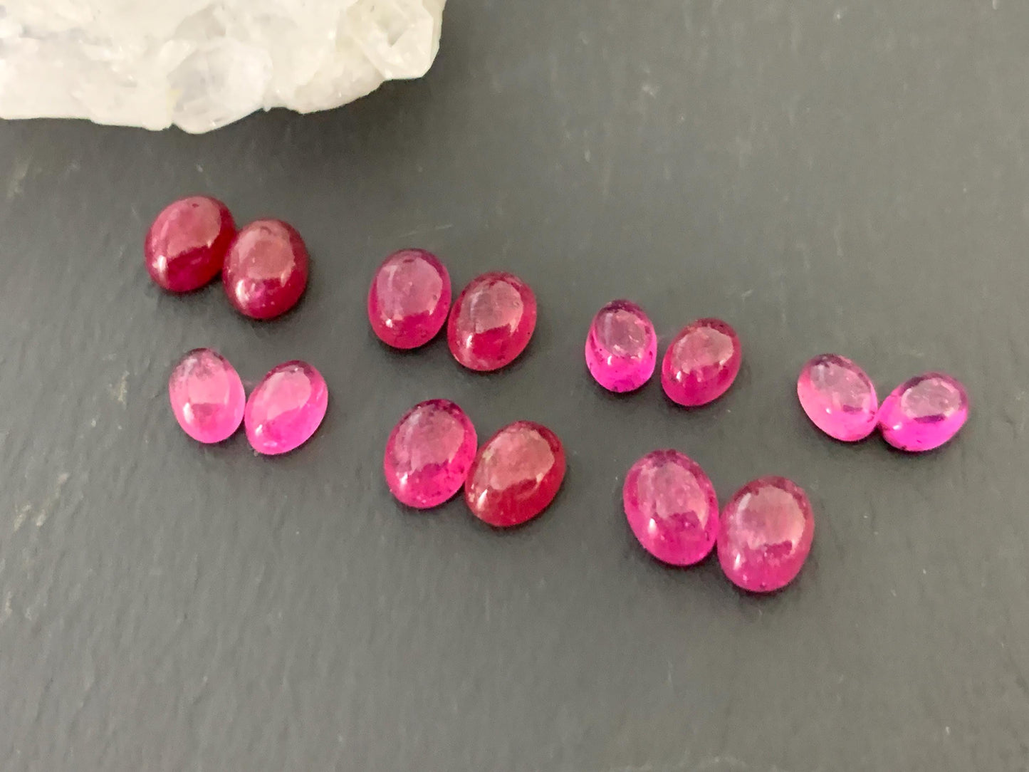 Thailand Pink Sapphire pair 6-7mm long cabochon