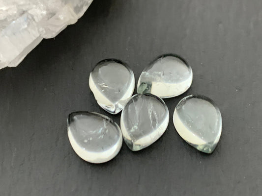 Green Amethyst pear 6x8mm cabochon - Calibrated cabochons