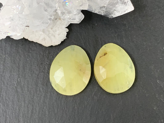 Faceted Yellow Sapphire pair 12x15x4mm cabochon